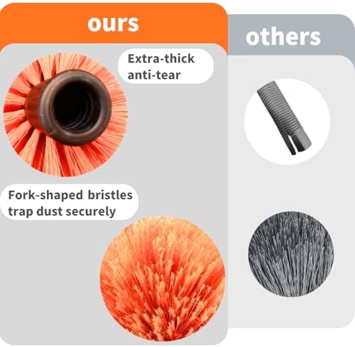 4 Pack Screw on Webster Cobweb Duster Head for Pole,Spider Web Brush, Cobweb Duster Head Attachment,Fits Standard 3/4 inch Threaded Poles (4, Orange)