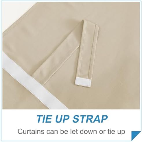 RYB HOME Faux Linen Side French Door Curtain - Privacy Light Filtering Window Curtains for Patio Front Door Sidelight Drapes Tie up Shade, 1 Piece, 12W x 69L Inches,Light Beige