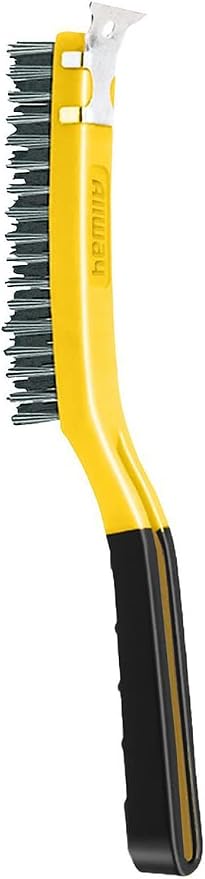 ALLWAY SB319/SS Stainless Steel Wire Brush with Scraper | Soft-Grip Handle, Remove Paint, Rust and Other Harsh Finishes