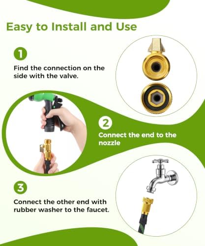 150ft Garden Hose, Non-Expandable Water Hose with 8 Function Spray Nozzle, Lightweight, Kink-Free, Burst-Resistant, Durable & Flexible 3/4" Garden Hose for Lawn, House Cleaning, Car Washing
