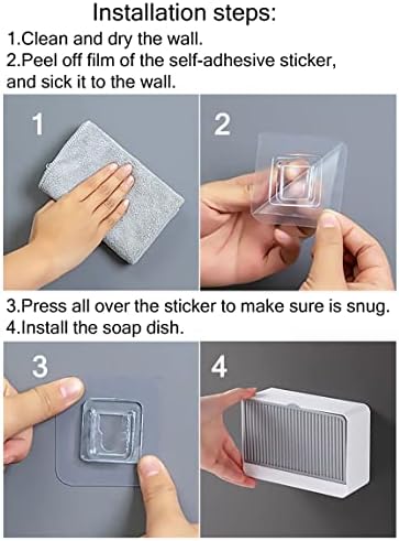 2 Pack Dust-Proof Soap Holder for Shower Wall, Adhesive Wall-Mounted Bar Soap Dish, No-Drill Plastic Soap Saver with Drain, xicveiuz White-Grey