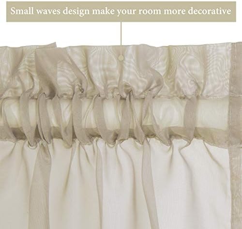 MIULEE Beige 54 Wide and 72 Inches Length French Door Sheer Curtains | Light Filtering Window Treatment with 2 Tiebacks, Front Back Patio Glass Door, Set of 2