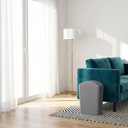 4.5 Gallon Swing-Top Trash Can, Garbage Can with Swing Lid, Black | Plastic Material, Slim Vertical Space-Saving Shape, Swing Lid Design, Ideal For Bathroom, Bedroom, Dorm & Office Use