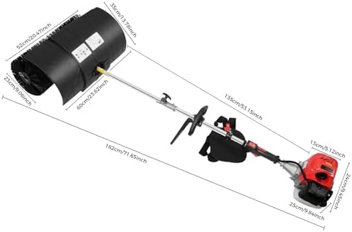 2-Stroke Gas Handheld Sweeper, 52CC 2.3HP Snow Sweeping Broom Walk Behind Sweeper Driveway Turf Lawns Artificial Grass Power Brush Lawn Sweeper Cleaner Tools for Leaves Debris Cleaning
