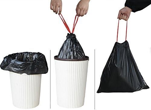 Teyyvn 8 Gallon Kitchen Drawstring Trash Bag, 220 Count Garbage Bags, Black | Tear-Free, Leakproof, 30 Liter Waste Basket Can Liners, Unscented, for Bathroom Office Kitchen