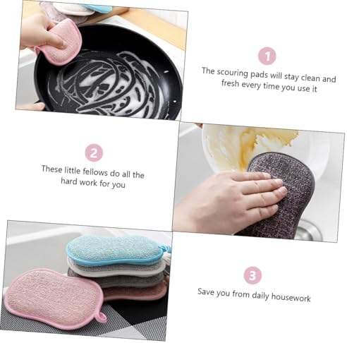KOMBIUDA 10pcs Non-Scratch Scrub Sponge Pads for Dishwashing Kitchen Cleaning Comfortable Grip Multifunctional Sponge Scrubbers for Dishes and Non-Stick Cookware Random Color