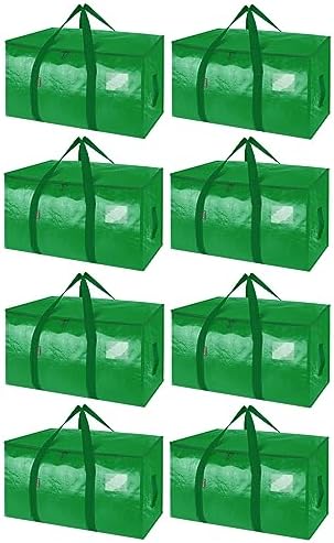 BALEINE 8-Pack Oversized Moving Bags with Reinforced Handles, Heavy-Duty Storage Tote for Clothes, Moving Supplies (Light Green, 8-Pack)