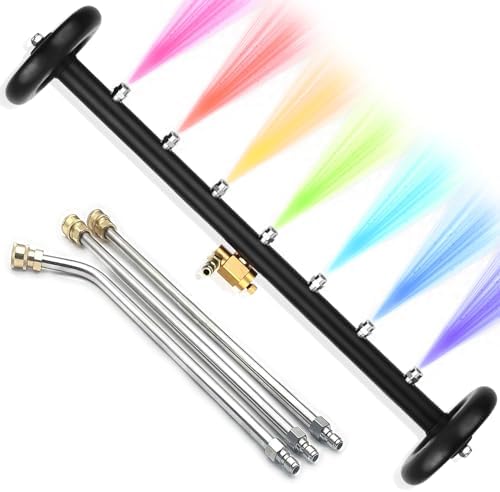 2-in-1 24" Dual-Function Undercarriage Pressure Washer Cleaner, Surface Cleaner for Power Pressure Washer Attachment， Underbody Car Wash Water Broom with 3 Pieces Extension Wand, 4000 PSI