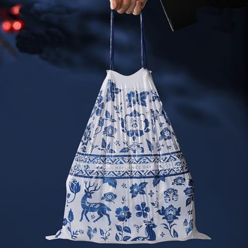 8 Gallon Small Trash Bags Blue No-Tearing Drawstring 1.1 Mil Thick -87 Count Small Garbage Bags for Bathroom Kitchen Toilet Home Office and Bedroom