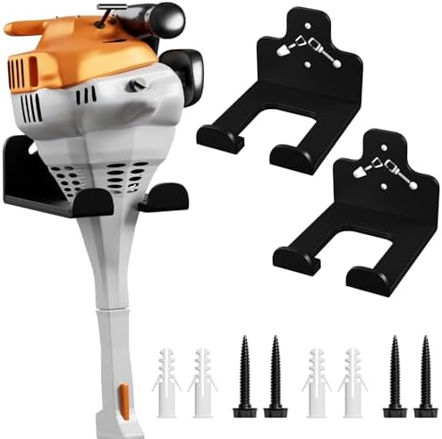 Garage Organizer Trimmer Rack Wall Mount, Weedeater Hanger, Black, 2 Pack | Heavy Duty Garage Power Tool Hanger,Weed Wacker Holder Wall Mount for Grass Trimmer,Hedge Trimmer,Garage Trimmer,Garden Tools
