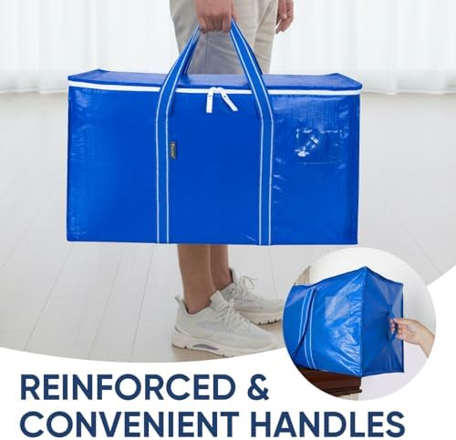 BALEINE 6-Pack Oversized Moving Bags with Reinforced Handles, Heavy-Duty Storage Tote for Clothes, Moving Supplies (Royal Blue, 6-Pack)