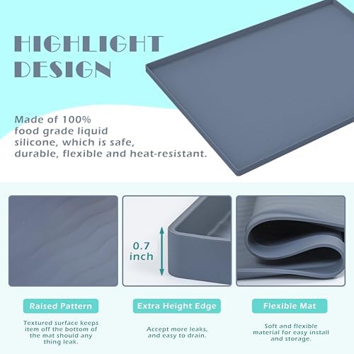 URMONA Waterproof Silicone Under Sink Mat 28'' x 22'' Shelf Liner for Kitchen and Bathroom, Cabinet and Counter Protector, Storage and Organizers, Litter Mat, Pet Cat Puppy Essentials(Navy)