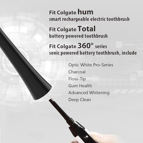 Floss-Like Brush Heads Fit Colgate Electric Toothbrush,Black 8Pcs | for Hum 360 and Total,Soft,Bamboo-Charcoal Infused Bristles,Ultrathin DuPont Bristles,Individually Sealed and Packaged