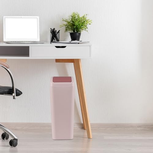 3 Gallon Swing Top Trash Can, Garbage Bin with Swing Lid, Pink | Swing Lid Design, Smooth Matte Plastic Material, Ideal for Bathroom, Bedroom, Office and Dorm