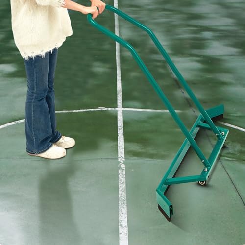 Leyndo Sport Tennis Court Squeegee 55.1x9.5x46.5 Inches Floor Squeegee Heavy Duty with Handle Aluminium Alloy, Green Wheel Commercial Water Remover Professional Accessories Squeegee Broom