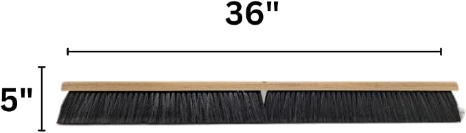 Bristles 4036 36” Indoor Push Broom Head – Heavy Duty Hardwood Block, Flagged Polypropylene Fiber Bristles, Brown