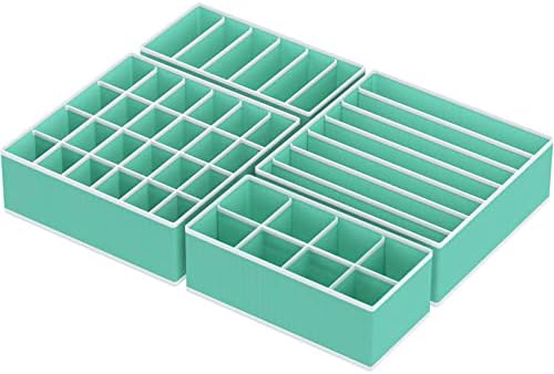 Simple Houseware 4-Pack Drawer Organizer Set for Underwear/Socks/Bra | Turquoise, Closet Dividers for Underwear, Socks, Bras, Scarves, Ties - Foldable Non-Woven Storage Boxes