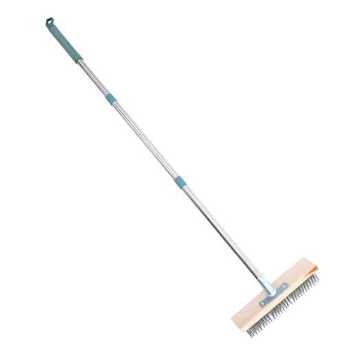 IMIKEYA Deck Cleaning Brush Wire Scrub Brush Long Handle 138cm for Concrete Floor Patio Moss Removal Outdoor Garden Use