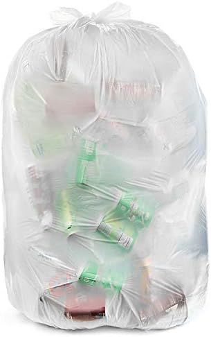 Aluf Plastics 7-10 Gal Clear Trash Bags, 1.0 MIL (EQ.), 24" x 23" (500 Pk)