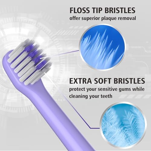 Replacement Heads Fit Colgate Hum Electric Toothbrush,Purple,8Pcs | Also for 360 and Total,Soft,Ultrathin Bristles,Floss-like Clean,End-rounded DuPont Bristles,Individually Sealed and Packaged