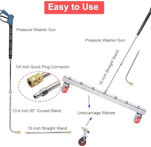 39 inch Water Broom Undercarriage Pressure Washer, Pressure Washer Under Car Cleaner 4000 Psi Power Broom Sweeper with 7 Nozzles 2 Extension Wand