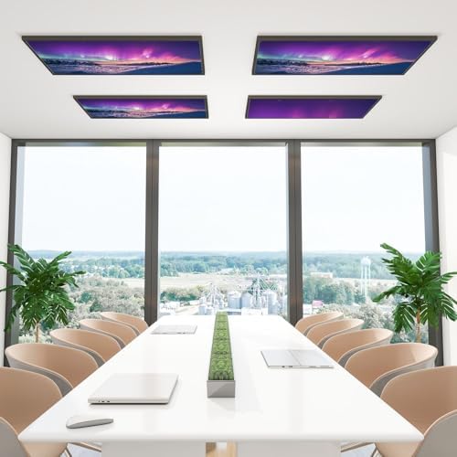 4 Pack Fluorescent Light Covers for Ceiling Lights snowy mountains starry Fantastic Winter Magical Landscape snowy Decorative Magnetic Fluorescent Light Filters for Classroom Office Home 4x2 ft