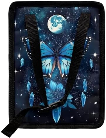 Butterfly Floral and Moon Pattern Car Trash Can with Lid and Zipper Portable Foldable Trash Bin for Car Interior Accessories Multipurpose Garbage Can Bags Storage Organizer