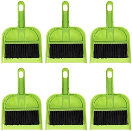 6 Sets Broom Dustpan Set Small Mini Handheld Dust pan with Cleaning Brush Combo Portable Compact Mini Whisk for Cleaning Desk Housekeeping Office Kitchen Pet Nest
