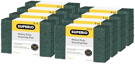 Scouring Pad Non-Scratching Scrubber Non-Scratch Cleaning Scrub Pads Heavy Duty Scouring Pad Reusable Kitchen Scrubbing Pad Pack of 24 Green, by Superio
