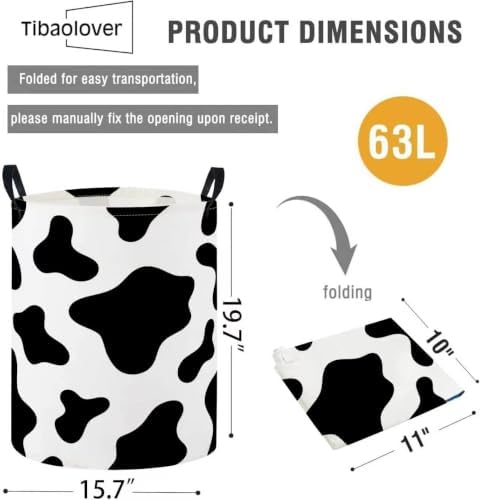 Baby Laundry Basket Baby Nursery Hamper Kids Laundry Basket Toy Storage Bin for Boys Room Decor Gift Baskets for Bedroom Bathroom(Black Cow)