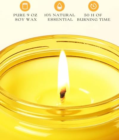 AOOVOO 4 Pack Odor Eliminating Candle Set- Citrus Lemon Air Freshing Candle | 36oz, Eliminates 95% of Pet, Smoke, Food, and Other Smells Quickly, Highly Fragranced Non Toxic Soy Candle