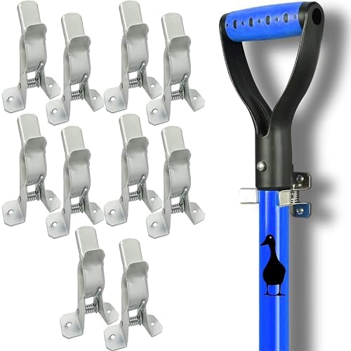 Black Duck Brand White Spring Grip Clamps, Mop and Broom Clamp Holder for Shovel, Rake, Broom, Mop, Etc. (10, Jumbo)