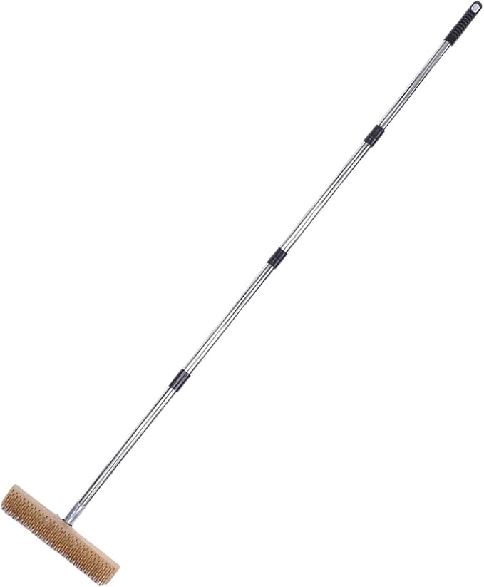Haofy Stainless Steel Wire Scrub Brush, Outdoor Tool with 48.8 Inch Adjustable Handle for Patio Concrete Garage Floors Deck Moss Grime Removal (30cm / 11.8in)