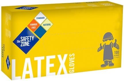 The Safety Zone Powder Free Latex Glove, 4mil, Natural, LG