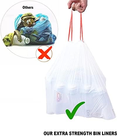 BEIDOU-PAC Trash Bags, 2.6 Gallon, 200 Count, Drawstring, Odorless, Extra Thick, White Plastic, Food Scrap Bag for Home Office Bathroom Kitchen Bins