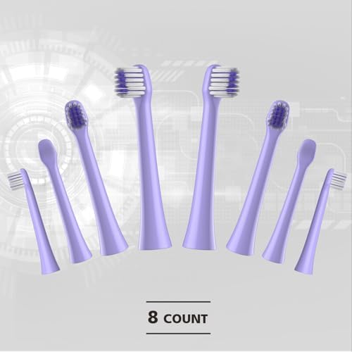 Replacement Heads Fit Colgate Hum Electric Toothbrush,Purple,8Pcs | Also for 360 and Total,Soft,Ultrathin Bristles,Floss-like Clean,End-rounded DuPont Bristles,Individually Sealed and Packaged