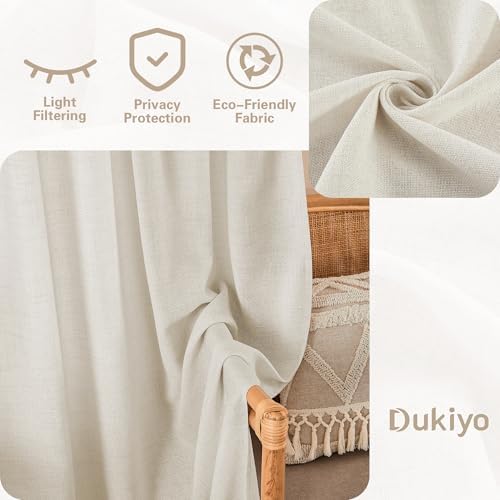 Kitchen Curtains 36 Inch Length 2 Panels Cafe Bathroom Short Window | Linen, Semi Sheer Light Filtering Curtain, for Laundry RV, Farmhouse Natural Drapes, Rod Pocket, 36 Inches Long, W25xL36