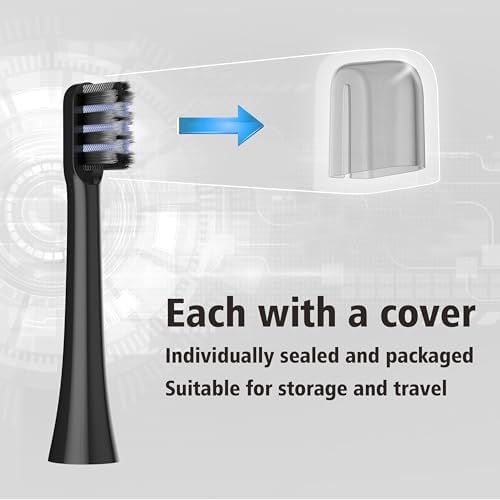 Floss-Like Brush Heads Fit Colgate Electric Toothbrush,Black 8Pcs | for Hum 360 and Total,Soft,Bamboo-Charcoal Infused Bristles,Ultrathin DuPont Bristles,Individually Sealed and Packaged