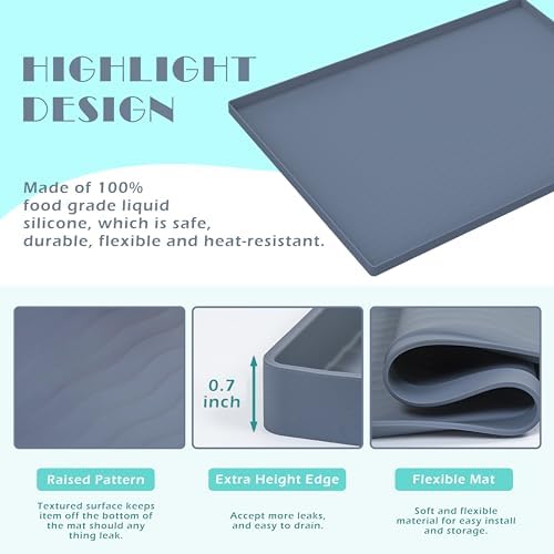 URMONA Waterproof Silicone Under Sink Mat 19'' x 12'' Shelf Liner for Kitchen and Bathroom, Cabinet and Counter Protector, Storage and Organizers, Litter Mat, Pet Cat Puppy Essentials(Navy)