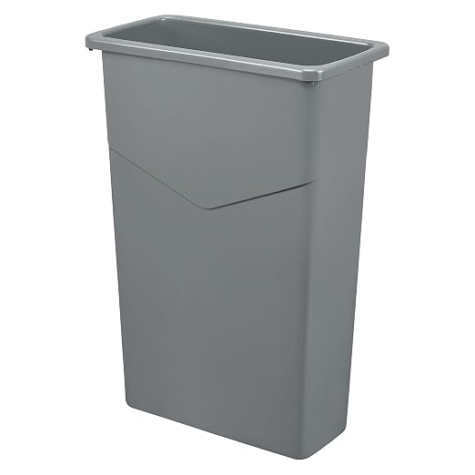 Global Industrial Slim Trash Container with Open Top, Plastic Construction, | 23 Gallon Capacity, 20"W x 11"D x 30"H, For Indoor Use, Lid Sold Separately, Gray