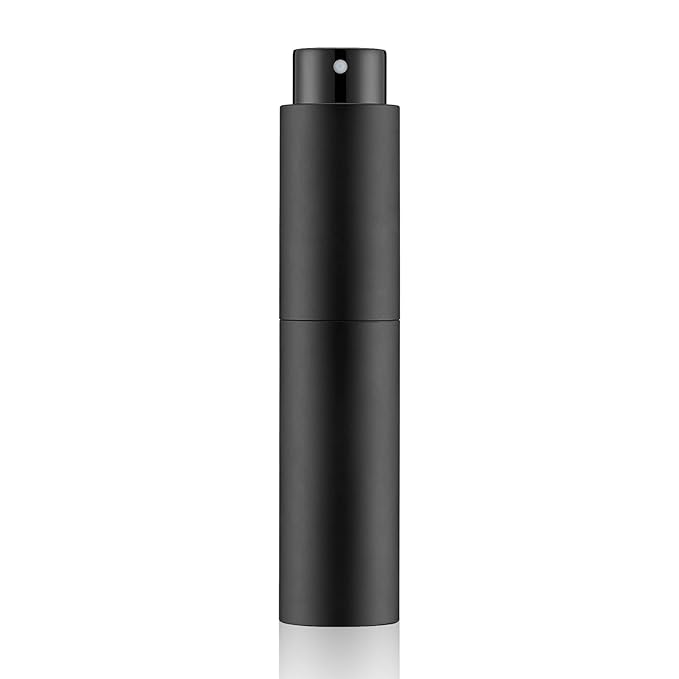Tekson 10ml Travel Perfume Atomizer, Cologne Spray Bottle, Coffee Sprayer | Mini spray bottle refillable, for espresso, RDT, water, coffee bean, small size, twist up, portable, for men & women, black
