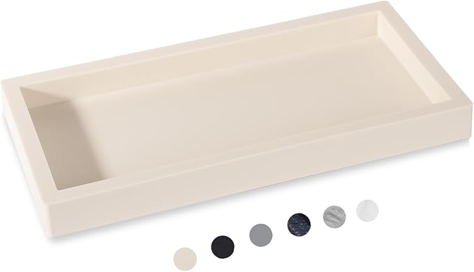 Silicone Bathroom Vanity Tray Dish Soap Holder Sink Organizer, Beige | Small, Thickened Silicone, Easy to Clean, Waterproof, Non-Slip, for Countertop, Kitchen, Bedroom, Dresser