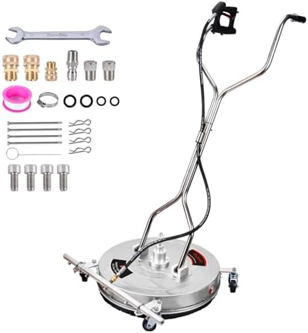 24" Pressure Washer Surface Cleaner with 5 Nozzles Water Broom - Stainless Steel Surface Cleaner for Pressure Washer Attachment for Concrete, Patio, Sidewalk, Deck and Driveways, 4200 PSI