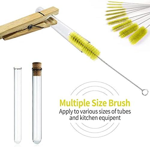 CiaraQ Bottle Cleaning Brushes, 8 Inch Nylon Tube Brush Set, Cleaner for Narrow Neck Bottles Cups with Hook, Set of 10pcs. (Pack of 2)