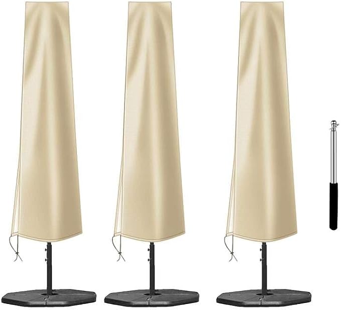OKPOW Patio Umbrella Cover Waterproof: Fit 9ft to 12ft Outdoor Umbrellas | 420D Oxford with Long Zipper, Protect Umbrella from Sun, Rain, Snow & Dust, Helping Extend Outdoor Umbrella's Life (3 Pack)