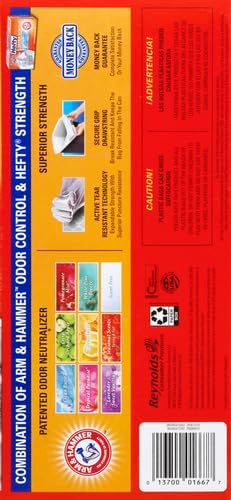 Hefty Ultra Strong 13 Gallon Trash Bags,Black Tall Kitchen Trash Bags 13 Gallon Size,Break Resistant Drawstring Enclosure,Continuous Odor Control,Blackout,Unscented,40-Bags,(Pack of 6)