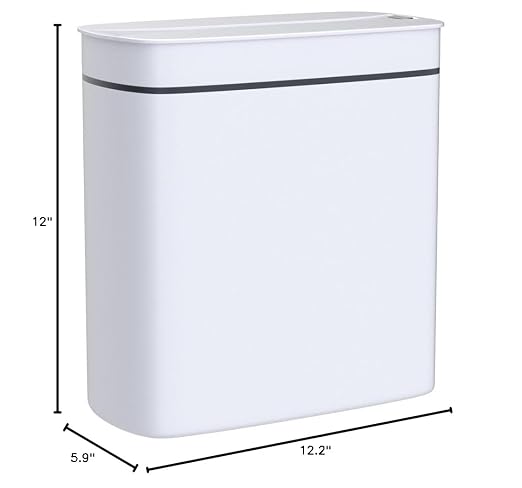 Sooyee 14 Liter Automatic Trash Can with Lid, White | 3.6 Gallon Narrow Garbage Can Touchless or Kick, For Kitchen, Bathroom, Office, Bedroom, Living Room