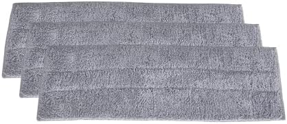 Superio Microfiber Mop Pads Refill for Flat Surfaces - Velcro Head, 16 Inch - 3 Pack - Grey