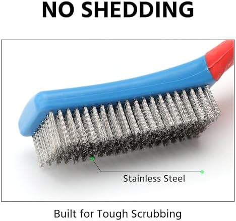 Wire Brushes for Rust Removal, Steel Wire Metal Brush for Cleaning Concrete | Paint Remover for Concrete & Grill Rust Remover with Ergonomic Handle (15.5x3.5cm)