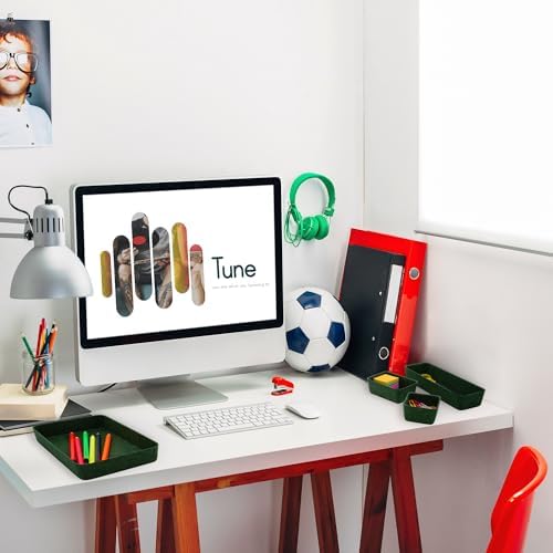 Welaxy Desk drawer organizer bins shallow trays felt storage desktop box for jewelry watches office supplies makeup small key holder minimalism 8-piece (Forest Green) | Sustainable material soft yet sturdy,multi-purpose storage, sleek minimalist lifestyle